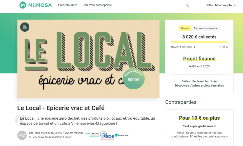 Campagne de crowdfunding sur MiiMOSA pour les porteurs de projet vrac